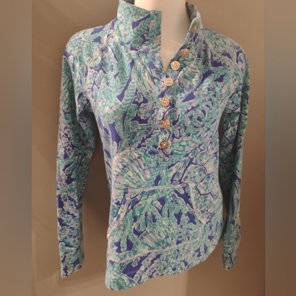 Lilly Pulitzer XS Top UPF 50+ Captain Button Popover Long Sleeve